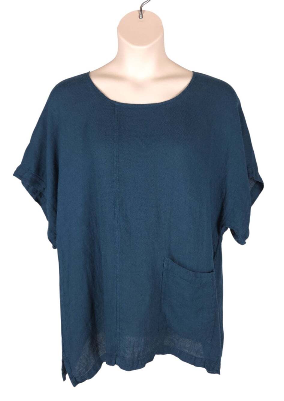 Grizas 52378 Tunic Top US 2X 2XL EU 50 Womens Teal Blue Lagenlook $210